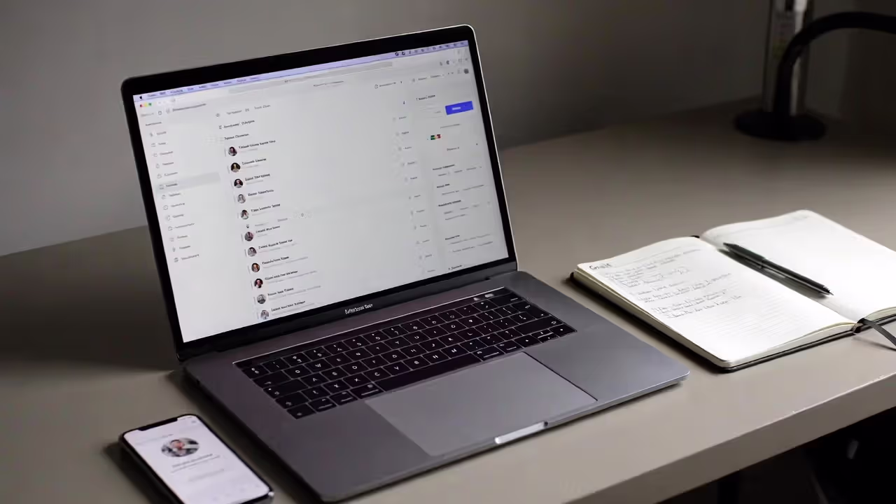 Preparing for a networking event with attendee research and notes on desk