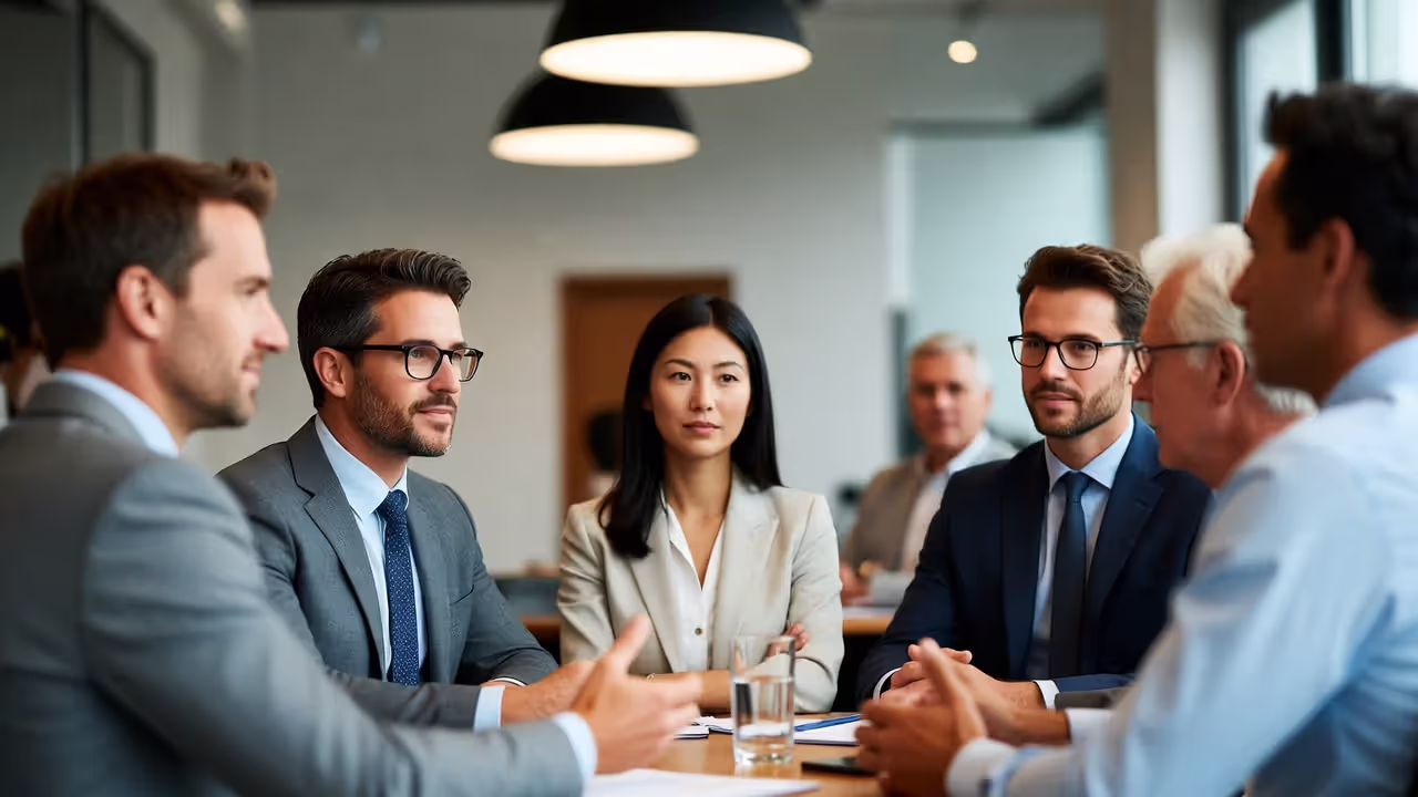 Small group listening closely during a professional networking conversation