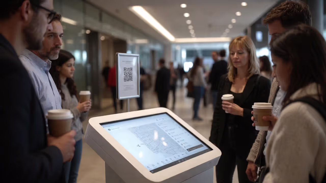 Self-serve maps reduce staff load and attendee stress.